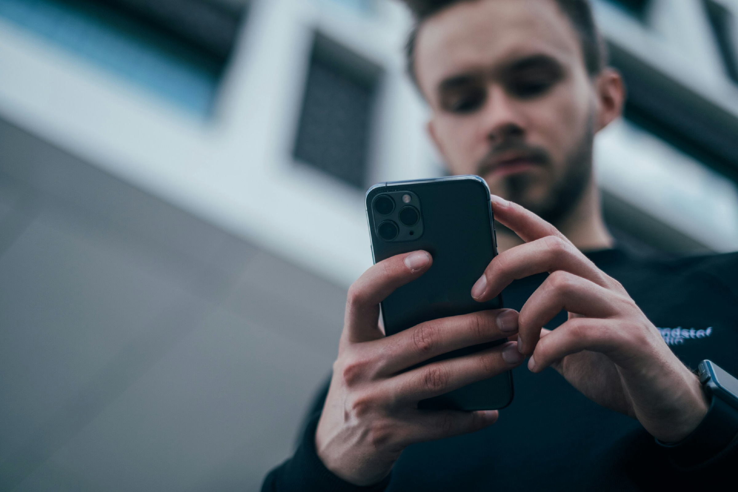 young man smartphone